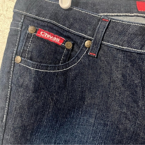 Rare Chivas Sz 11 Blue Flare Wide Leg Jeans Denim Embroidery Game Statement NWT - Picture 2 of 16